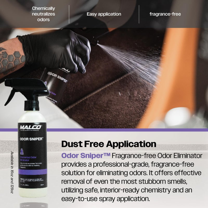 Malco Odor Sniper - Fragrance Free Odor Eliminator for Car Interiors/Penetrates Odors at the Source/Chemically Neutralizes Foul Scents in Your Vehicle / 1 Gallon (199001) - Image 5